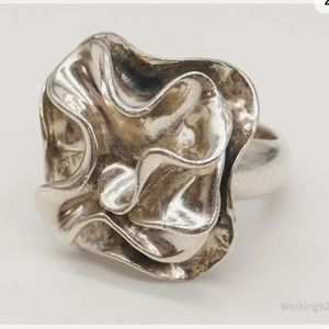 Vintage Designer Silpada Modernist Flower Sterling Silver Ring - Size 8